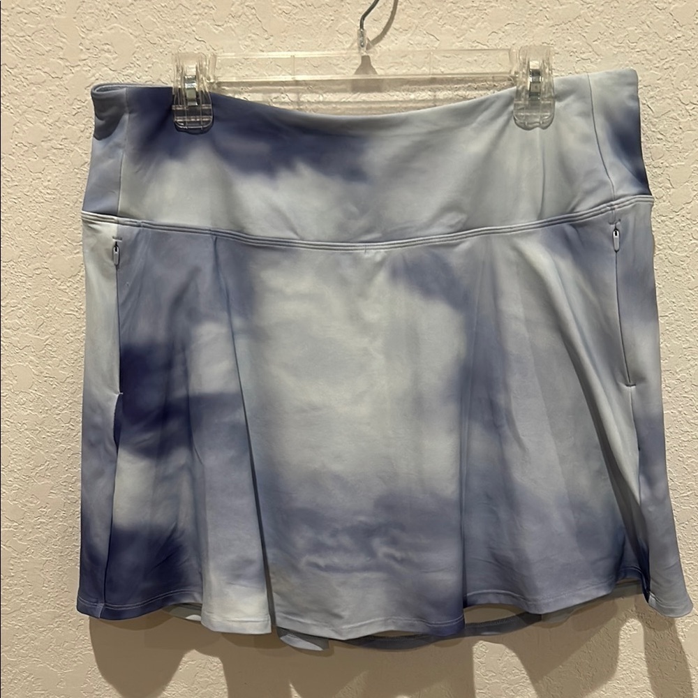 CALIA Gray and Blue Pleated Skater Mini Skirt